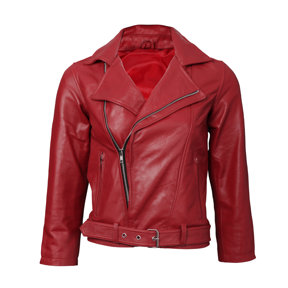 Veste en cuir rouge