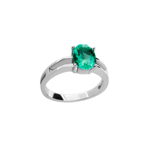 Bague Argentée Éclat Émeraude