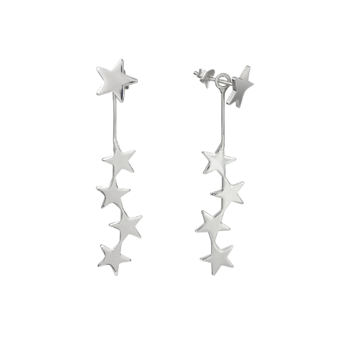 Boucles d'Oreilles Pendantes Argentées Étoiles