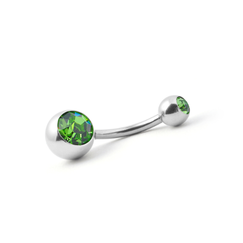 Piercing de Nombril Argent et Pierre Verte