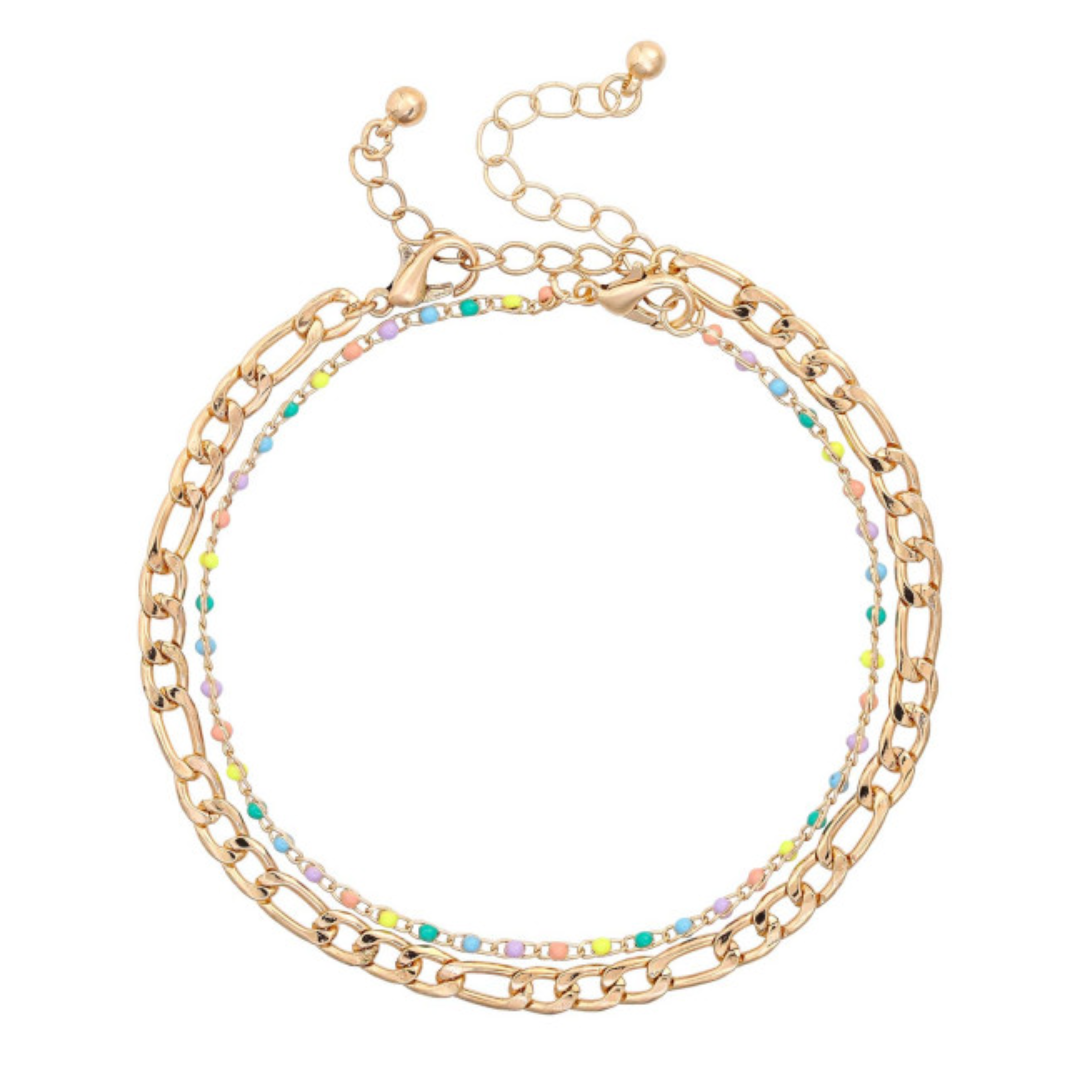 Bracelet chaînette & perles
