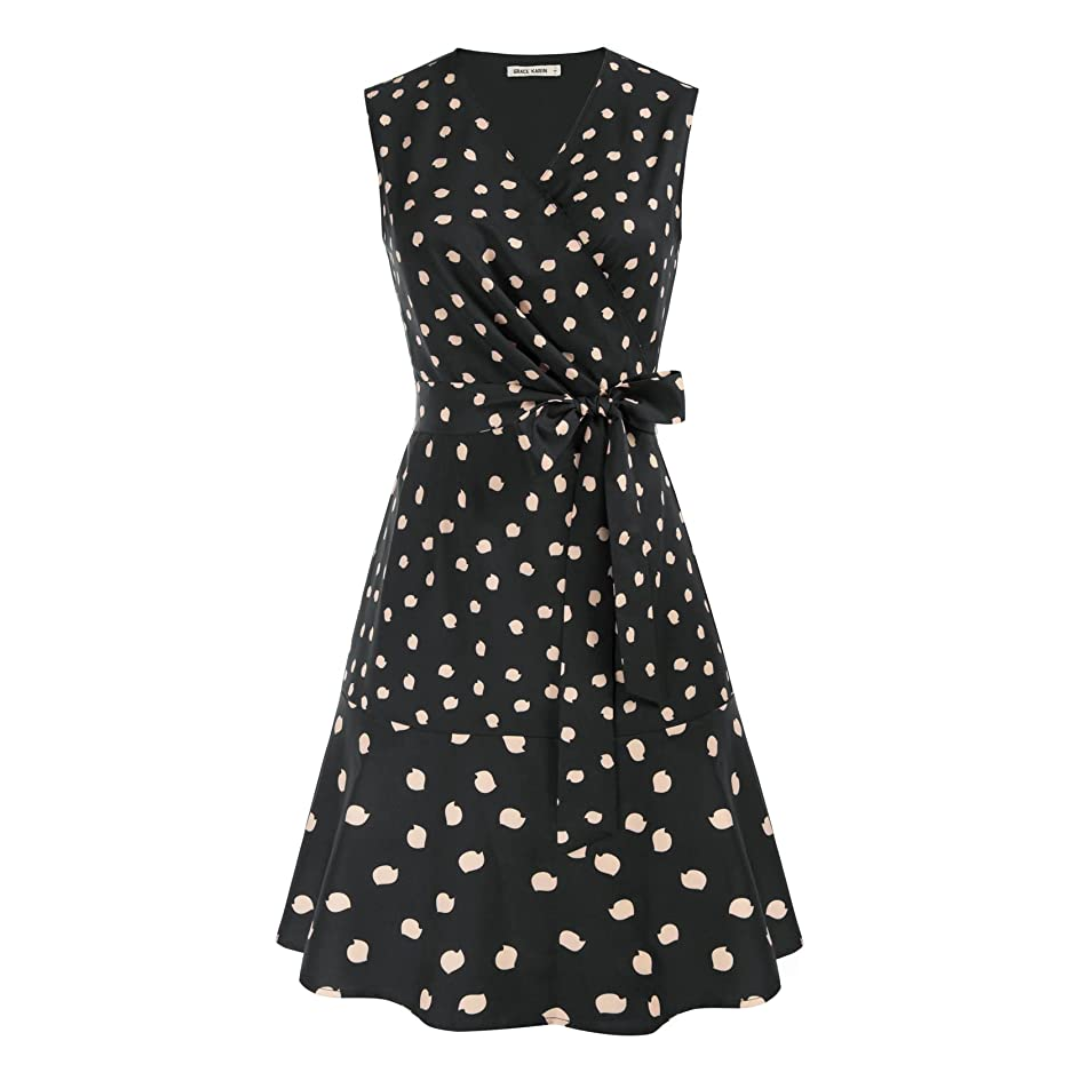 Robe noire à pois